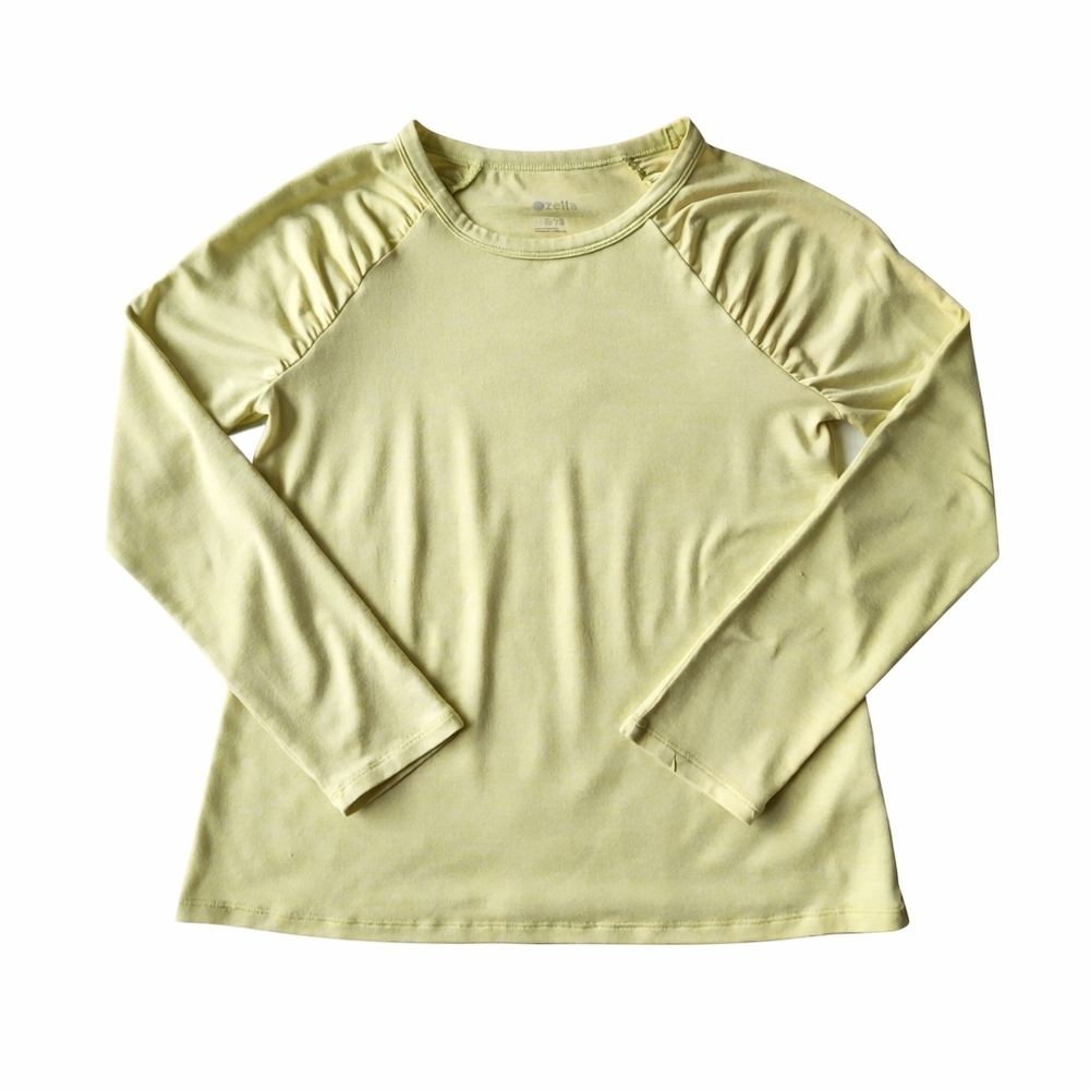 Zella Girl Activewear Top Yellow Long Sleeve Athletic Shirt M 8/10